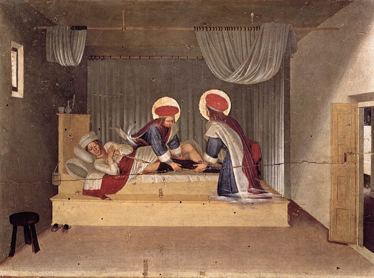 “Guarigione del diacono Giustiniano”, Beato Angelico, tempera su tavola (37x45 cm), 1443. Museo Nazionale di San Marco, Firenze “Guarigione del diacono Giustiniano”, Beato Angelico, tempera su tavola (37x45 cm), 1443. Museo Nazionale di San Marco, Firenze